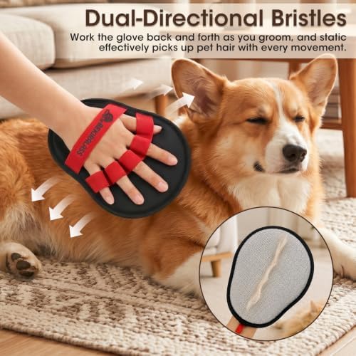 2 Pack Pet Hair Removal Gloves for Dog & Cat, Static Hair Removal Tool - Image 4