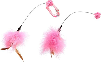 Cat Feather Toy with Collar - Indoor Amusing Teaser Self-Teasing Toy