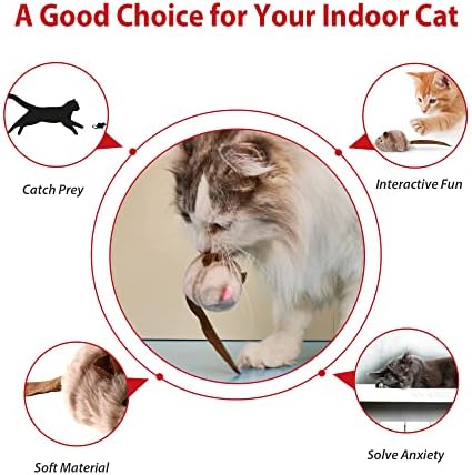 Gigwi Chirping Bird Cat Toy Set, Interactive Chasing Toy for Indoor Cat, Motion Activated Kitten Play Toys, Squeaky Cats Animal Feather Toy for All Breeds Cats Kicker - Image 2