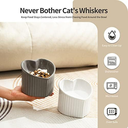5.5 Inch Grey Ceramic Raised Tilted Cat Food Bowl 1 Pack - Image 5