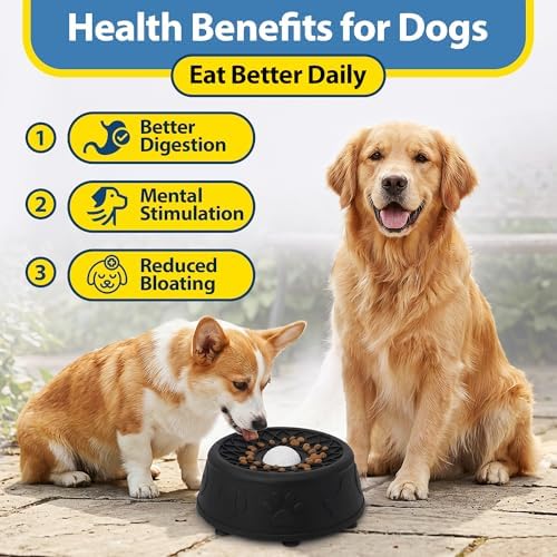 Slow Feeder Dog Bowls with Rolling Ball & Lick Mat for Dogs, Interactive Dog Enrichment Toy, Anti-Slip Puzzle Feeder for Yogurt, Bone Broth & Wet Food, Slow Eating Bowl for Small, Medium & Large Dogs - Image 6