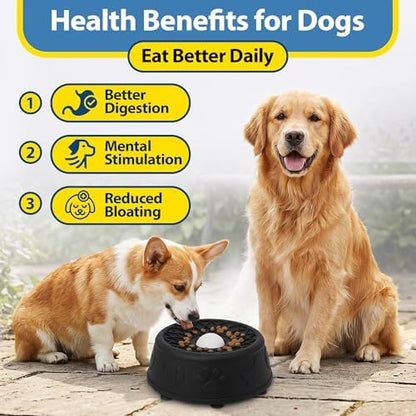 Slow Feeder Dog Bowls with Rolling Ball & Lick Mat for Dogs, Interactive Dog Enrichment Toy, Anti-Slip Puzzle Feeder for Yogurt, Bone Broth & Wet Food, Slow Eating Bowl for Small, Medium & Large Dogs - Image 6