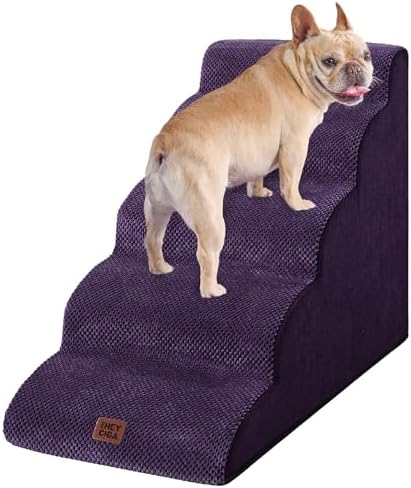 EHEYCIGA Curved Dog Stairs Ramp, 5-Step High Beds, 22.6" H Pet Step by EHEYCIGA