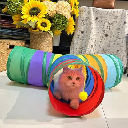 3-Way Collapsible Cat Tunnel Tube Toy Rainbow T-Shape by Mabaytir