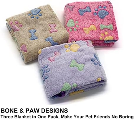 1 Pack 3 Puppy Blankets Super Soft Warm Sleep Mat Bone Print Cute Blanket Fluffy Premium Fleece Pet Blanket Flannel Throw Dog Blankets for Small Dogs Puppy Cat,Small(23"x15") - Image 2