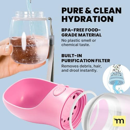 MalsiPree On the Go Dog Water Bottle - 12 oz Pink, Leak-Proof - Image 4