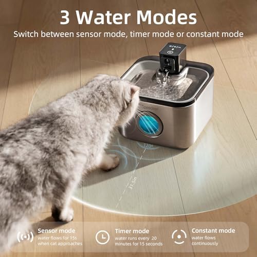 Wireless Cat Water Fountain Stainless Steel, 135oz/4L, 6 Filters - Image 4