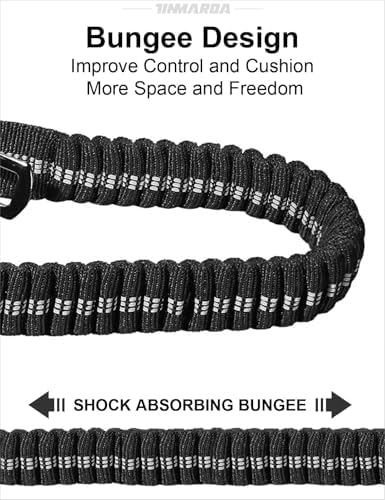 Heavy Duty Dog Leash, 4-6FT Shock Absorbing Dog Leashes with Traffic Handle and Comfortable Padded Handles, Advanced Easy Metal Clip, No Pull Reflective Leash for Medium Large Dogs that Pull (Black) - Image 3