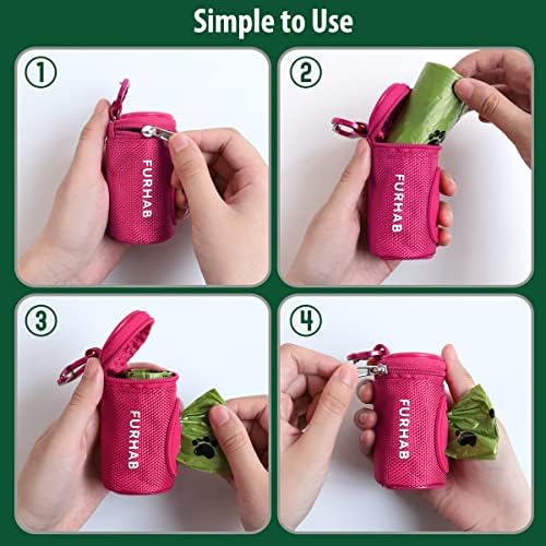 FURHAB Dog Poop Bag Holder for Leash with Carabiner Clip Soft Fabric - Image 5