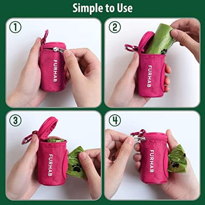 FURHAB Dog Poop Bag Holder for Leash with Carabiner Clip Soft Fabric - Image 5
