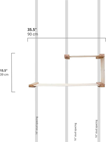 Catastrophic Creations Double Decker Cat Hammock – Wall Mounted Cat Tree with Hammock Perch – Cat Wall Hammock w/Canvas Fabric – Bamboo Cat Tower for Indoor Cats – Modern Cat Furniture