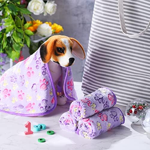 Tatuo 4 Pack Fleece Dog Blanket for Pet,Purple,30 x 20.5 Inch,Paw - Image 6