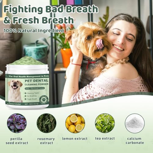 Dog Teeth Cleaning Powder, Dog Dental Powder, Dog Dental Care, Targets Tartar & Bad Breath & Reduces Plaque, Dental Powder for Dog Teeth Cleaning, Green - Image 3