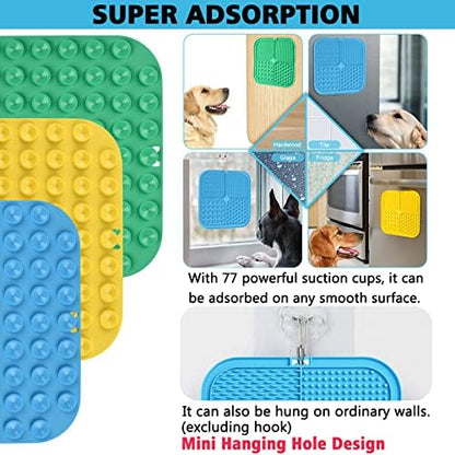 Dog Licking Mat, 3 Pcs Large Licking Mat for Dogs with Suction for Anxiety, Peanut Butter Dog Licking Mat Slow Feeder Dispensing Treater Lick Pad for Dogs Cats Grooming Bathing and Training - Image 3
