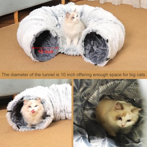 Cat Tunnel with Cat Bed for Indoor Cats, Soft Plush Peekaboo Cat Cave Donut Tunnel, Multifunctional Playground Toys Hideplace for Small Medium Large Kittens, Rabbit, Ferret (L) - Image 4