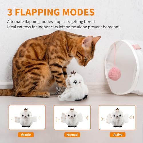 Gigwi Flapping Bird Cat Toys Lifelike Sandpiper Chirp Tweet Interactive Cat Toy, Rechargeable Motion Activated Cat Toys For Bored Indoor Adult Cats, Electronic Automatic Cat Toy With Catnip (prince) - Image 3