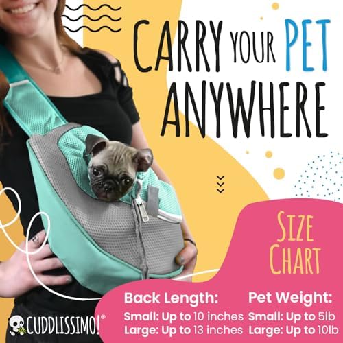 Cuddlissimo Small Dog Sling Carrier, Pet Cat Sling, Puppy Pouch - Lagoon-S - Image 3