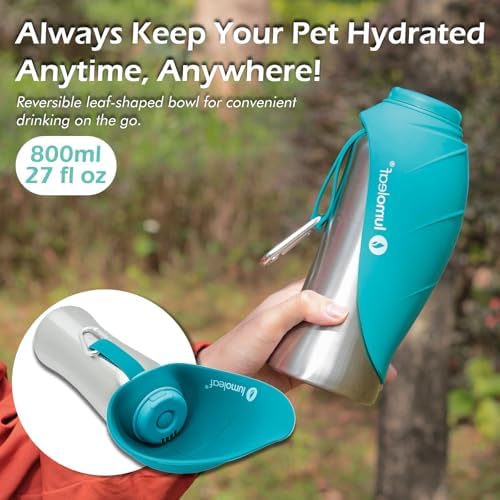 LumoLeaf Portable Dog Water Bottle 27 OZ, Stainless Steel Pet Travel Water Bottle Dispenser for Walking, Hiking and Outdoor, Portable Water Bowl for Large Dogs (Blue) - Image 6