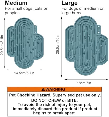 OHMO Large Lick Mat for Dogs&Cats, Cactus Shape, 2pcs, Dark&Light Blue - Image 3