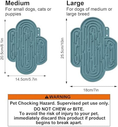 OHMO Large Lick Mat for Dogs&Cats, Cactus Shape, 2pcs, Dark&Light Blue - Image 3