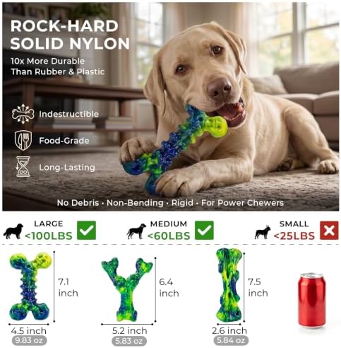 Kseroo Dog Chew Toys, 3-Pack, Peanut Butter, Medium & Large Dogs, Green - Image 2