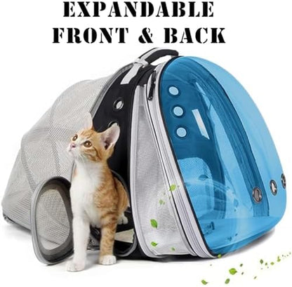 Dual Expandable Polarized Blue Cat Backpack Carrier, Fit up to 20 lbs, Expandable Space Capsule Polarized Bubble Pet Carrier for Large Cat and Small Dog, Pet Carrying Hiking Traveling Backpack - Image 3