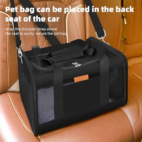 YUNIQUE Soft-Sided Cat & Dog Carrier for Pets Up to 15 Lbs, Airline Approved Collapsible Travel Puppy Carrier with Lightweight Fabric Design (Black) - Image 7