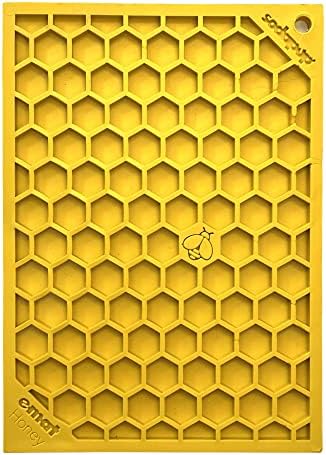 SodaPup Honeycomb eMat – Durable Lick Mat Feeder Made in USA from Non-Toxic, Pet-Safe, Food Safe Rubber for Mental Stimulation, Avoiding Overfeeding, Fresh Breath, Digestive Health, Calming, & More by SodaPup