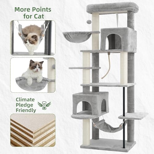 Gitelsnour Cat Tree, Cat Tower with Sturdy Steel Tube, Large Perch GCT024W - Image 5