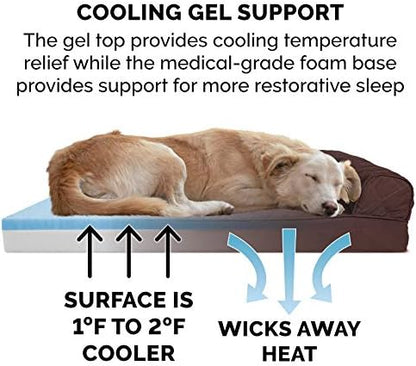 Furhaven Cooling Gel Dog Bed for Medium/Small Dogs w/ Removable Bolsters & Washable Cover, For Dogs Up to 35 lbs - Quilted Sofa - Coffee, Medium - Image 4