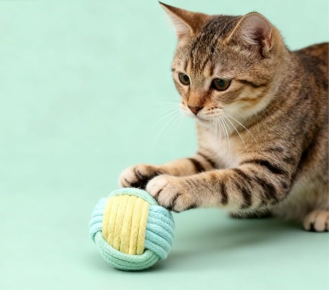 6Pcs Cat Ball Toy, Pet Chew Toy, Biting Ball for Cats, Cats Toys for Indoor, Interactive Cat Chew Toys for Kitty Kitten