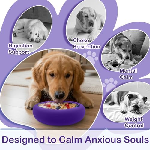Dog Lick Bowl, BPA Free Silicone Slow Feeder Licking Mat with Strong Suction for Dog, Non-Slip Freeze Licking Bowl for Anxiety Relief & Boredom, Dishwasher(Purple, Small) - Image 6