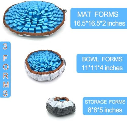 Dog Snuffle-Mat Slow-Feeder-Bowl - Simulating Grassland for Boredom, Encourages Natural Foraging Skills for Pet, Treat Indoor Outdoor Stress Relief（Blue） - Image 2