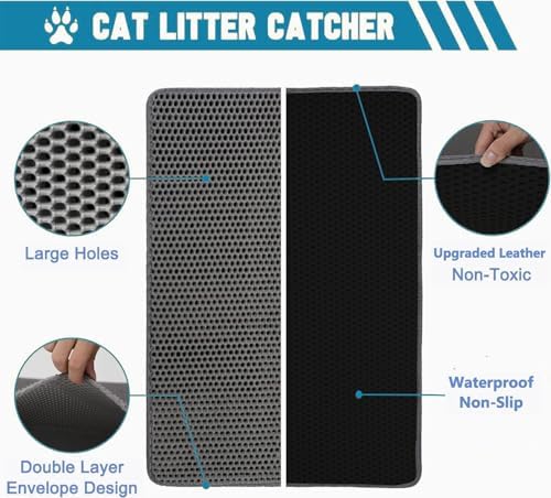 Honeycomb Large-Pore Cat Litter Mat, 24"x18", Gray - Image 3