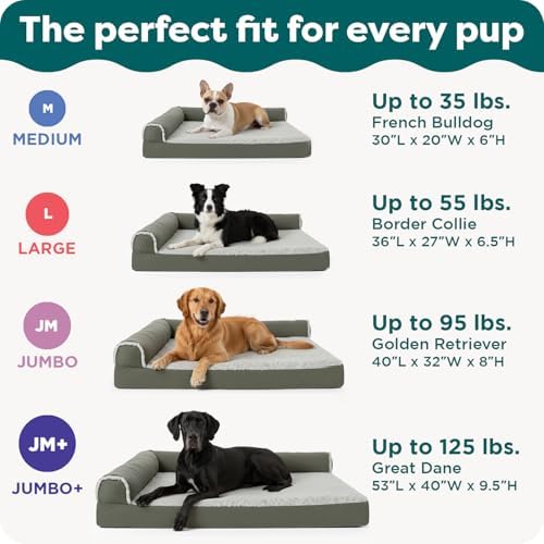 Furhaven Orthopedic Dog Bed for Large/Medium Dogs w/ Removable Bolsters & Washable Cover, For Dogs Up to 55 lbs - Plush & Suede Sofa - Gray, Large - Image 6