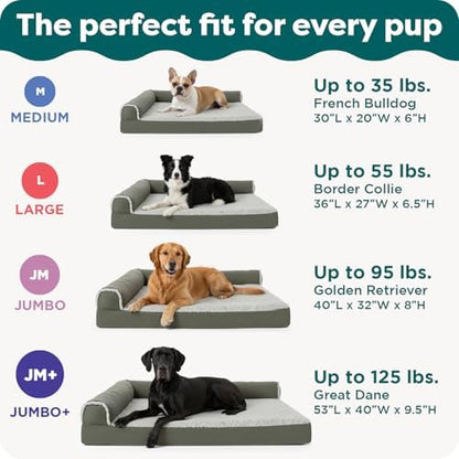 Furhaven Orthopedic Dog Bed for Large/Medium Dogs w/ Removable Bolsters & Washable Cover, For Dogs Up to 55 lbs - Plush & Suede Sofa - Gray, Large - Image 6