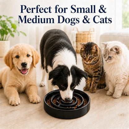 Ceramic Slow Feeder Dog Bowl, 1.5 Cup Puzzle Dish for Small Medium Dogs - Image 3