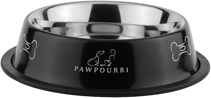 2 Pack Stainless Steel Dog Bowls – 23.6 fl oz Anti-Skid Food & Water Bowls for Small Dogs, Puppies & Cats | Dog Food & Water Bowl | Dog Feeding Bowl (Black & Grey)