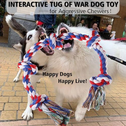 XIGOU Dog Rope Toys for Large Dogs Aggressive Chewers, Dog Chew Toys for Large Breed Indestructible, Heavy Duty Tough 3 Feet 5 Knots Dog Toy, Sturdy Rope toy for Dogs Tug of War Dog Toy Teeth Cleaning - Image 6