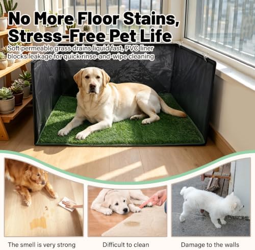 High Walls Dog Litter Box with Artificial Grass Waterproof PVC Liner - Image 6
