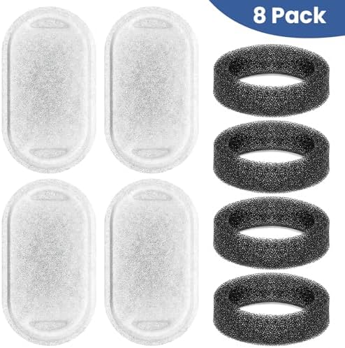 Cat Water Fountain Filter, 4 Pcs Cat Filters Replacement Pet Water Fountain Filters with 4 Pcs Sponges Foam for 67oz/2L & 108oz/3.2L Stainless Steel Automatic Cat Water Fountain Dispenser Filters - Image 5