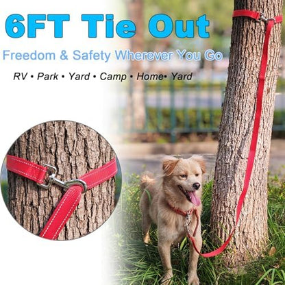 6FT Tie Out Dog Leash Dog Tie down 1"Wide Reflective Nylon Tether - Image 2
