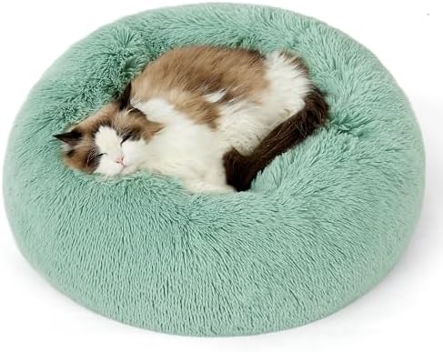 Bedsure Calming Cat Beds Donut Round Washable Kitten Bed,20 inches by BEDSURE