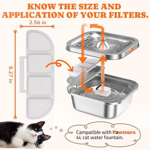 Pawtners 8 Packs Replacement Filters for WF008A 4L Cat Water Fountain - Image 4