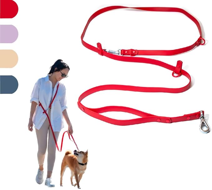 Heavy Duty Hands Free Dog Leash for Medium to Large Dogs for Comfortable Running, Jogging Walking | Dual D-Rings | Soft Padded Traffic Handle | Both Ends 360 Rotating Carabiners (Leash Length 7.7 ft)