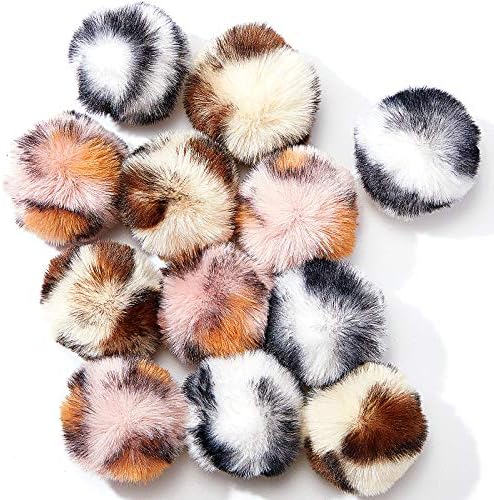 Weewooday 12 Pcs Large Fuzzy Cat Pom Pom Balls Plush Toys, Pink, Leopard by Weewooday