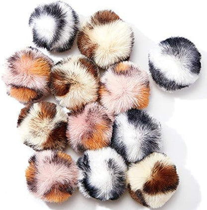 Weewooday 12 Pcs Large Fuzzy Cat Pom Pom Balls Plush Toys, Pink, Leopard by Weewooday