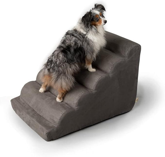 Snoozer Scalloped Pet Stairs, Large, Anthracite