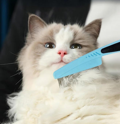 Bestac Pet Grooming Stainless Steel Flea Lice Comb Tear Stain Remover & Dematting Tool Rounded Teeth for Small, Medium, Large Dogs & Cats (Blue) - Image 7