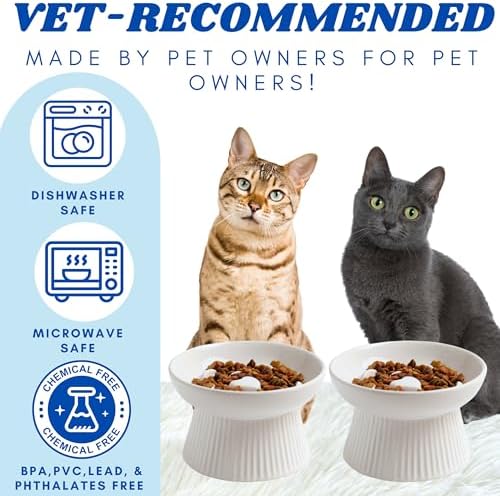 2 Pack Ceramic Slow Feeder Cat Bowl, Raised Puzzle Feeder, Anti Vomiting, Elevated Food Bowl, Whisker Friendly (White) - Image 6
